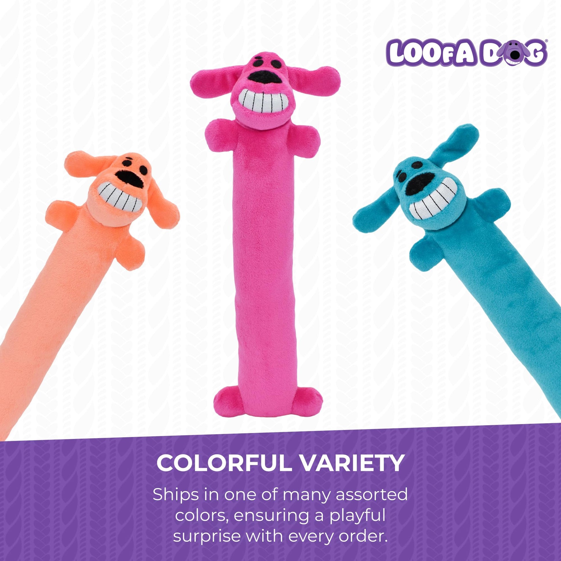 Loofa Dog 12" Plush Dog Toy, Colors May Vary