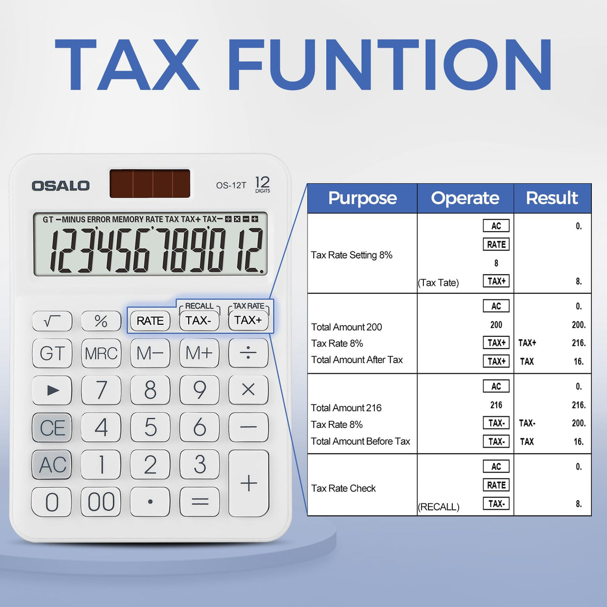 Calculadora de Escritorio con Pantalla LCD Grande de 12 Dígitos y Botón Grande para Oficina y Hogar