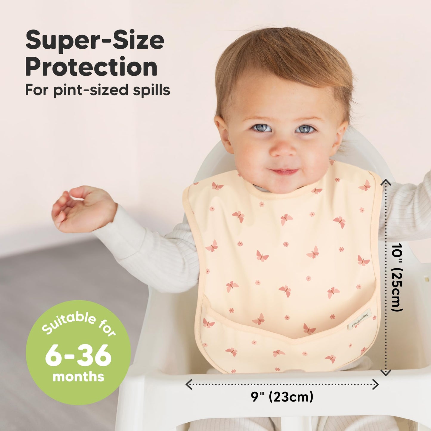KeaBabies - Paquete de 3 baberos impermeables para comer – Baberos ligeros de alimentación para niños pequeños con gran colector de alimentos, a prueba de desorden, esenciales para comer bebés de