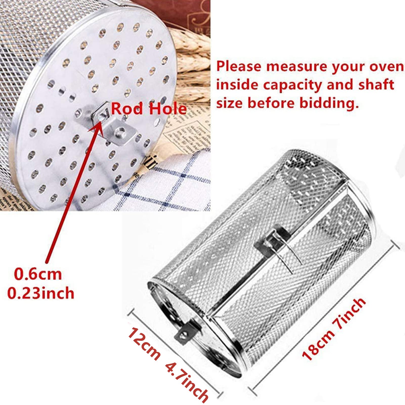 nwejron Jaula para Horno, Amplia aplicación, Orificios densos, Cesta para Horno, calefacción Uniforme giratoria de 360 Grados, para Barbacoa al Aire Libre, para el hogar, para la Cocina