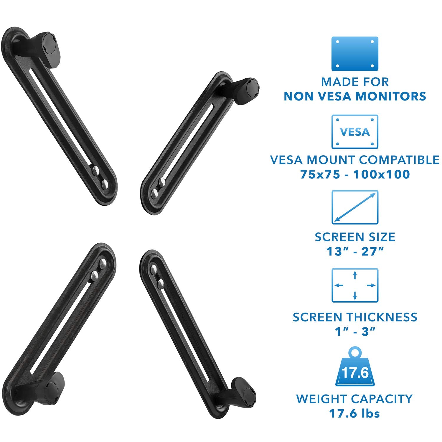 Kit de Montaje de Adaptador VESA Mount-It! para Monitores HP Acer Samsung Dell Asus LCD LED 13 a 27 Pulgadas Compatible con VESA 75 y 100