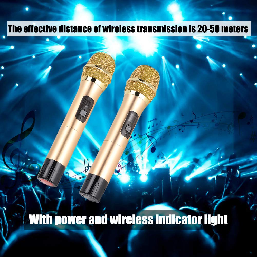 Micrófono Inalámbrico Dual Recargable UHF con Mini Receptor Bluetooth para Negocios, Iglesia y Hogar