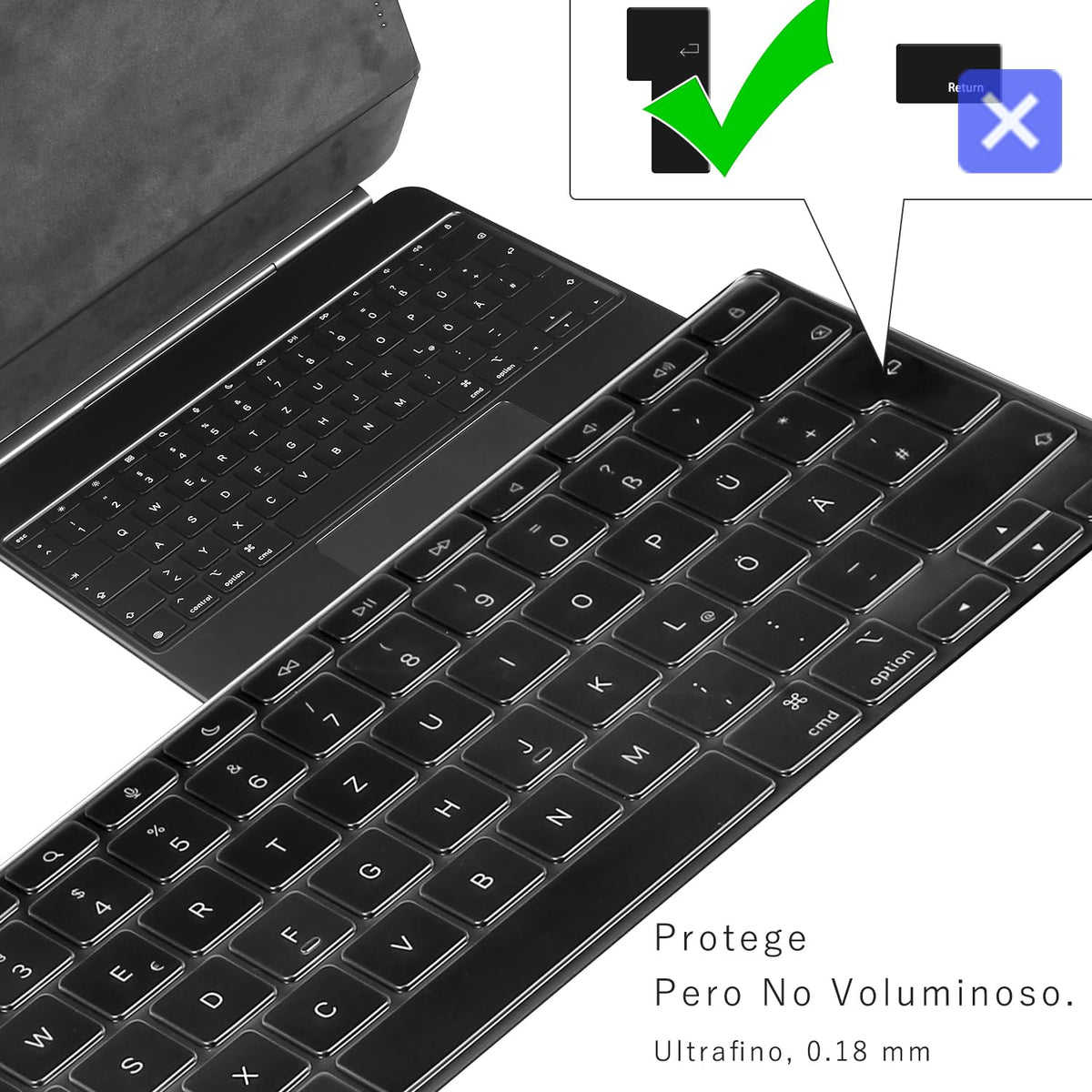Cubre Teclado Digi-Tatoo Transparente con Teclas de Función para iPad Magic Keyboard 2026 iPad Air 13 (M4/M3) y Pro 13 (M5/M4) en Español
