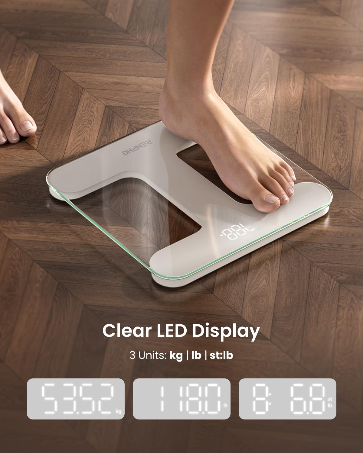 Báscula Corporal RENPHO LED Brillante Precisa hasta 0.01 Libras 400 lbs/180 kg