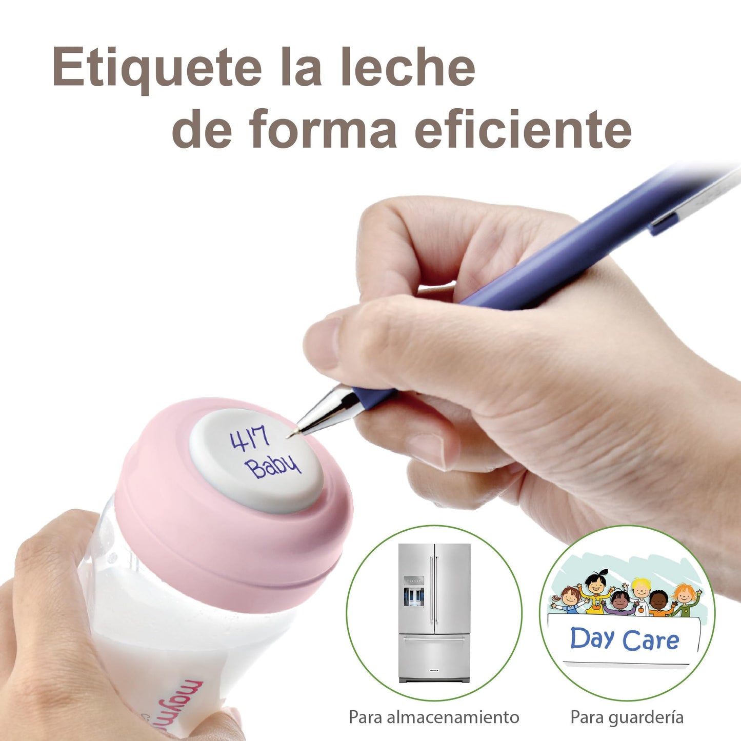 Maymom botella de boca ancha para recolección, almacenamiento y alimentación de leche materna con tetina, tapa tipo cúpula rosa, tapa superior de botella y disco de sellado SureSeal; compatible con extractores Spectra / Motif Luna; 2 piezas (9 oz / 280 ml