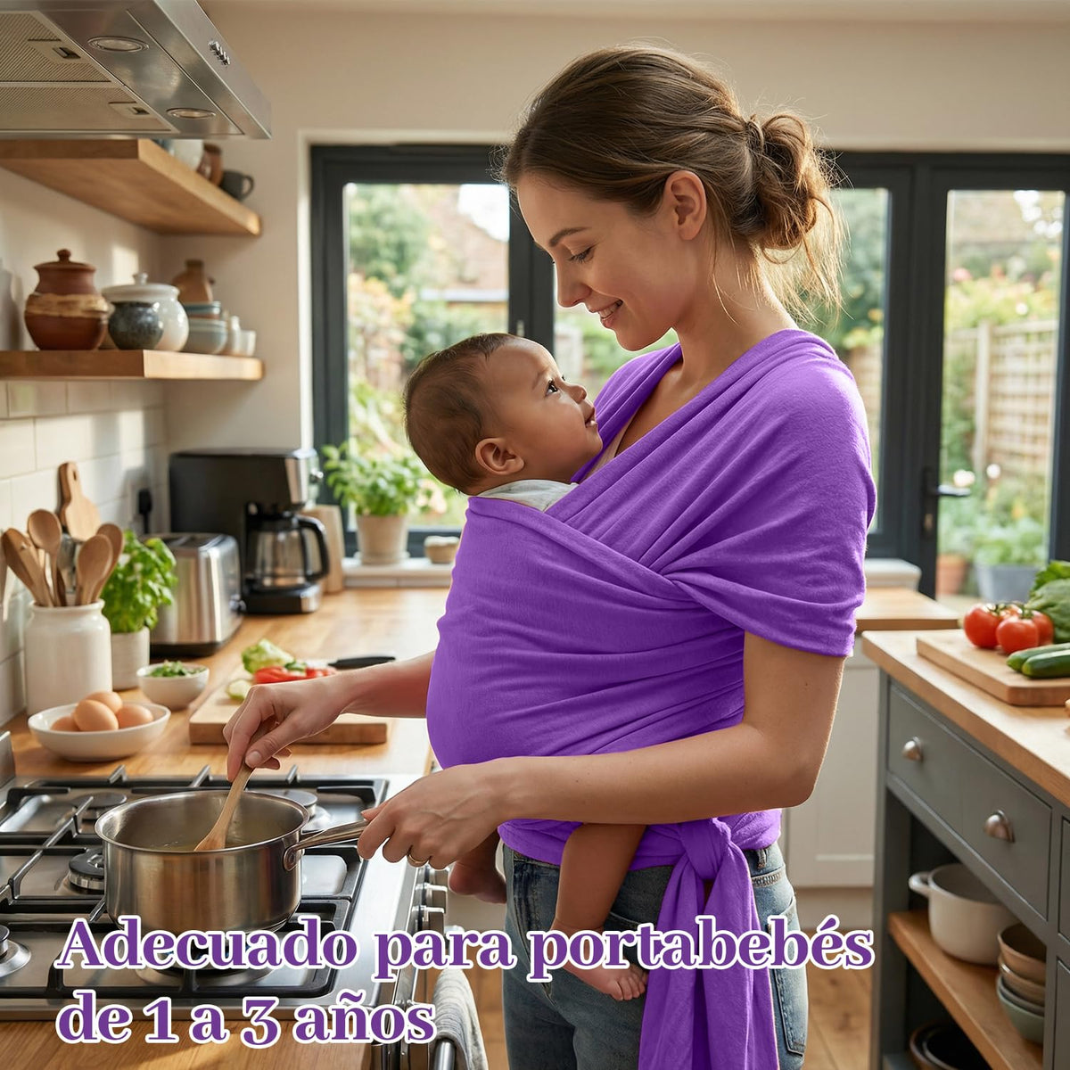 Niños Portador, 1 Pieza ajustable Niños Portador, Fular Elástico para Bebé y Recién Nacido Ergonómico, Hasta 10Kg (Morado oscuro)