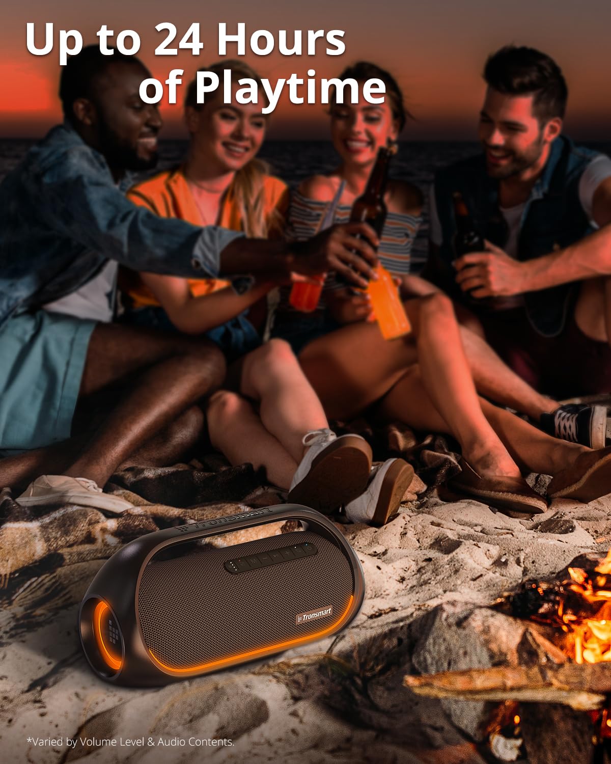 Tronsmart Bang Altavoces Bluetooth de 60W con subwoofer Versión actualizada, IPX6 Resistente al Agua, Altavoz Luces LED a Color, 15 hrs de reproducción Bocina para Fiesta con asa