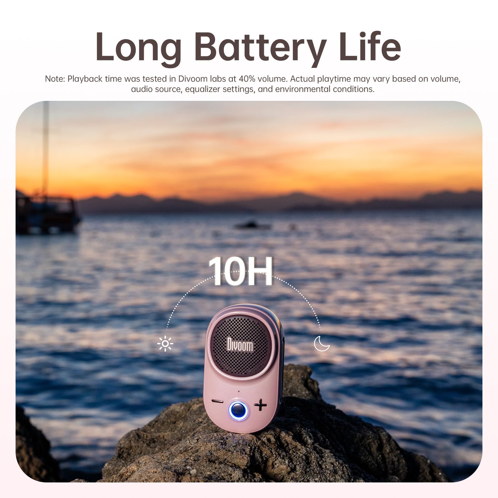 Divoom Itour-S Mini Altavoz portátil Bluetooth portátil, Audio Grande y Graves impactantes, diseño de Clip, IP67 Impermeable y a Prueba de Polvo, 10 Horas de Tiempo de Juego, Altavoz para Viajes en