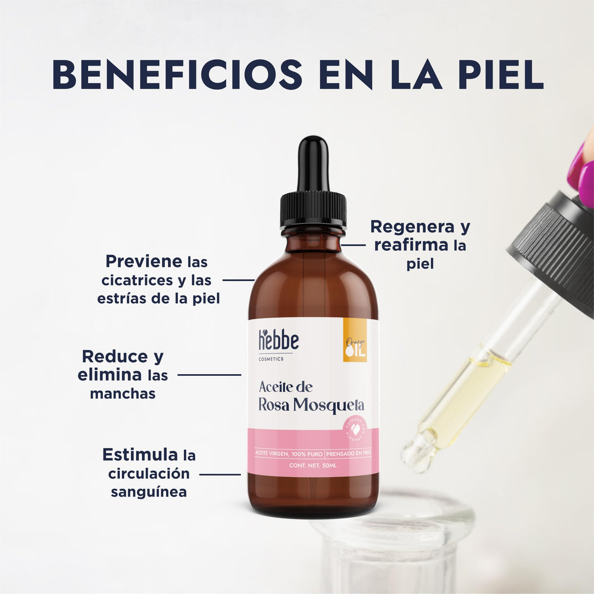 Hebbe - Kit Aceites Rosa Mosqueta Jojoba Karité | Antiedad | Líneas de Expresión | Equilibra Sebo | Regenera Piel