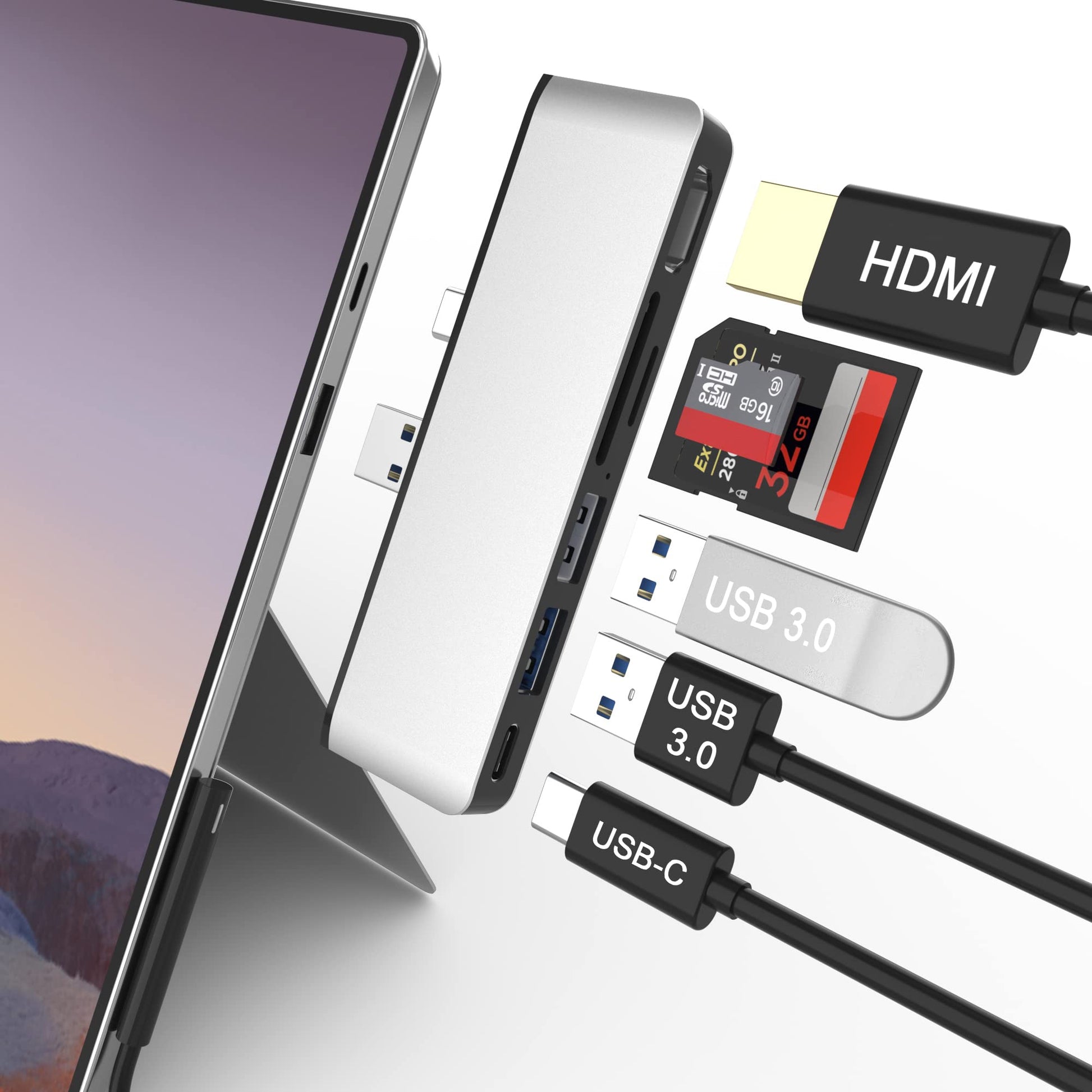 Estación de Acoplamiento Surface Pro 7 Hub HDMI 4K Adaptador para Microsoft Surface Pro 7
