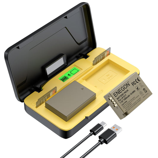 Baterías ENEGON LP-E17 Negro con Estuche de Carga Rápida USB de Doble Canal para Canon EOS