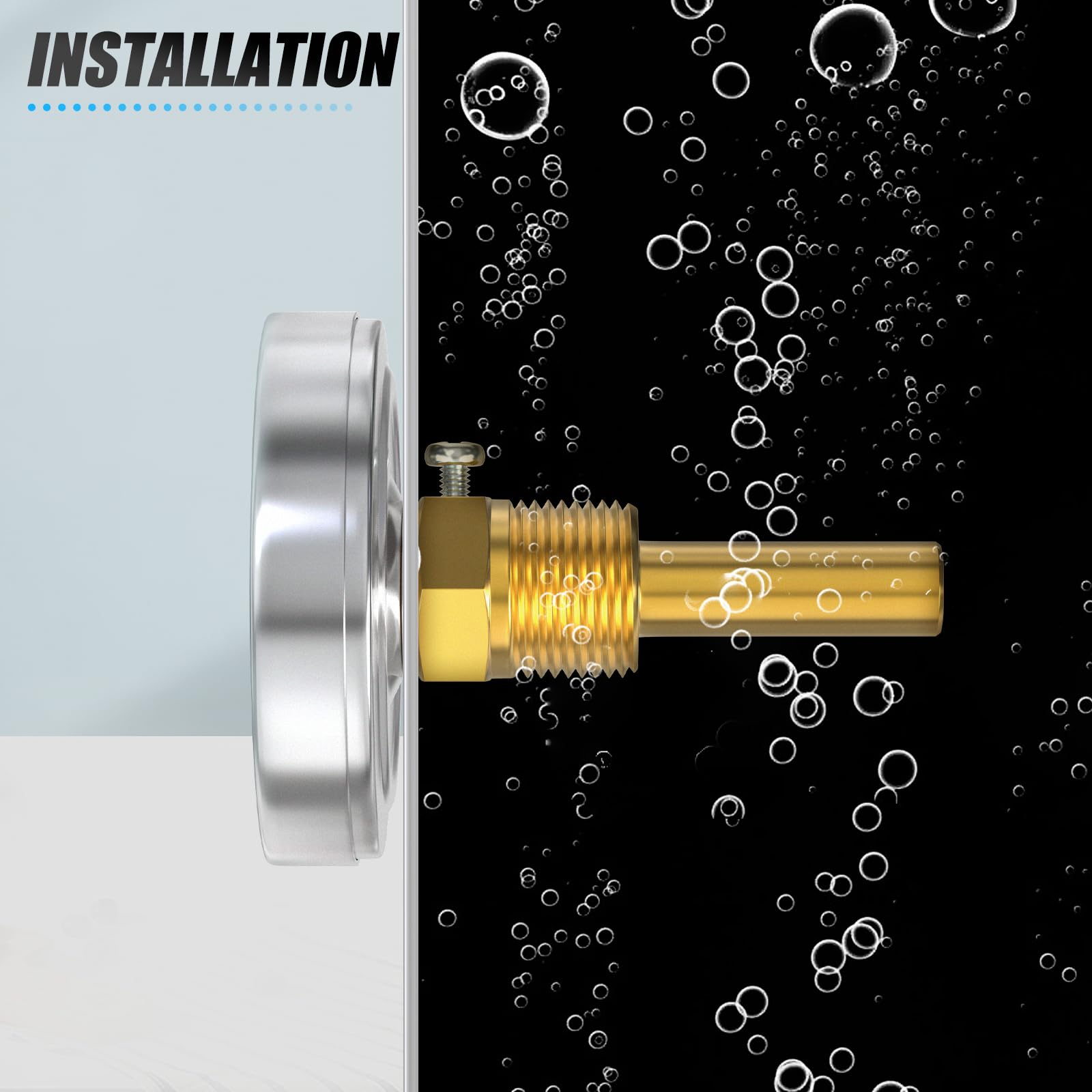 Termómetro Bimetálico MEANLIN Agua Caliente Esfera 2-1/2 Vástago Latón Sin Plomo