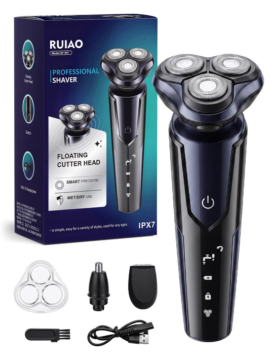Rasuradora RUIAO Negra Recargable USB 3 en 1 para Hombre IPX7