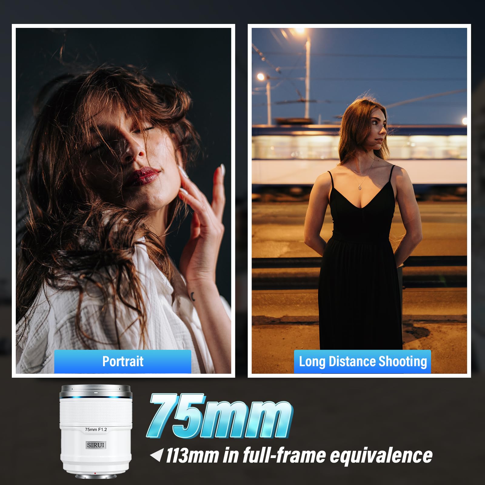 Sirui Sniper - Lente de Enfoque automático de 75 mm, teleobjetivo F1.2 APS-C para cámara A5 A6 A7 FX A9 ZV-E Series (Montaje E, Blanco)