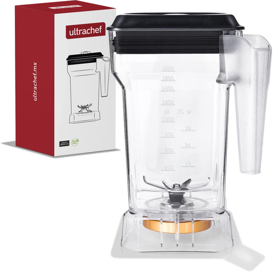 Vaso de Repuesto ULTRACHEF Transparente con Cuchillas de Acero Inoxidable para Licuadora Profesional U2000 1800 ml BPA FREE