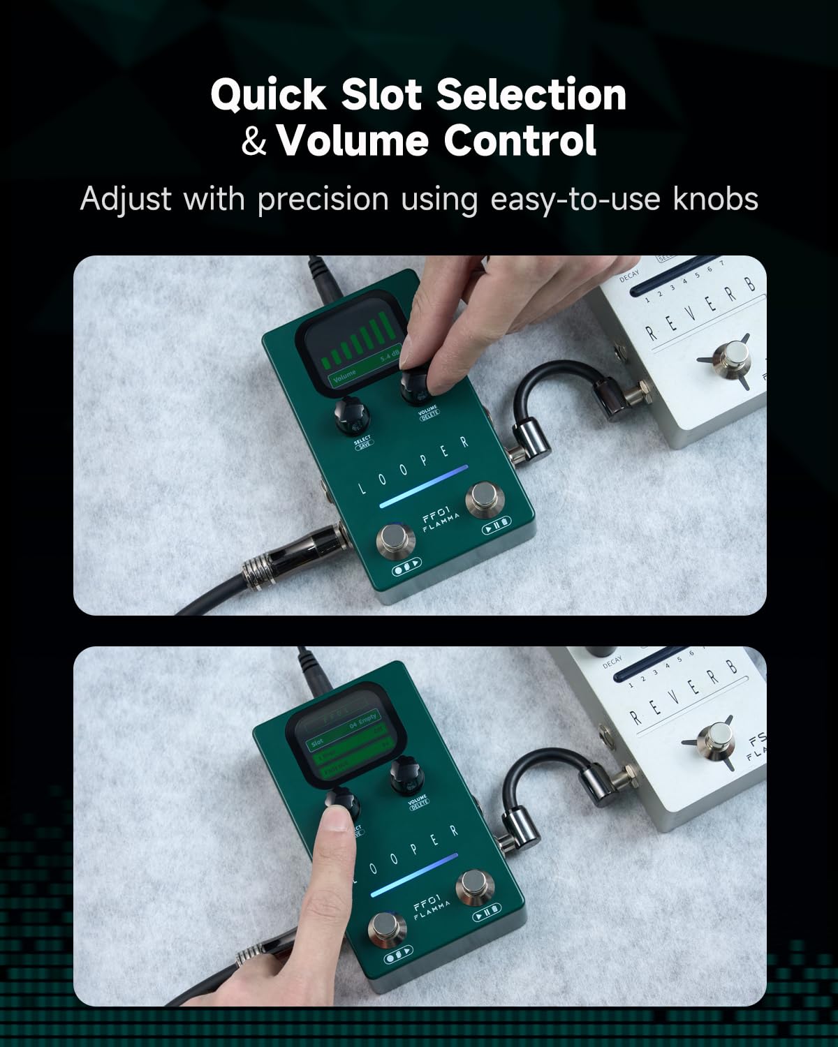 Pedal Looper FF01 FLAMMA Estéreo con 40 Ranuras y 160 Minutos para Guitarra Eléctrica y Bajo
