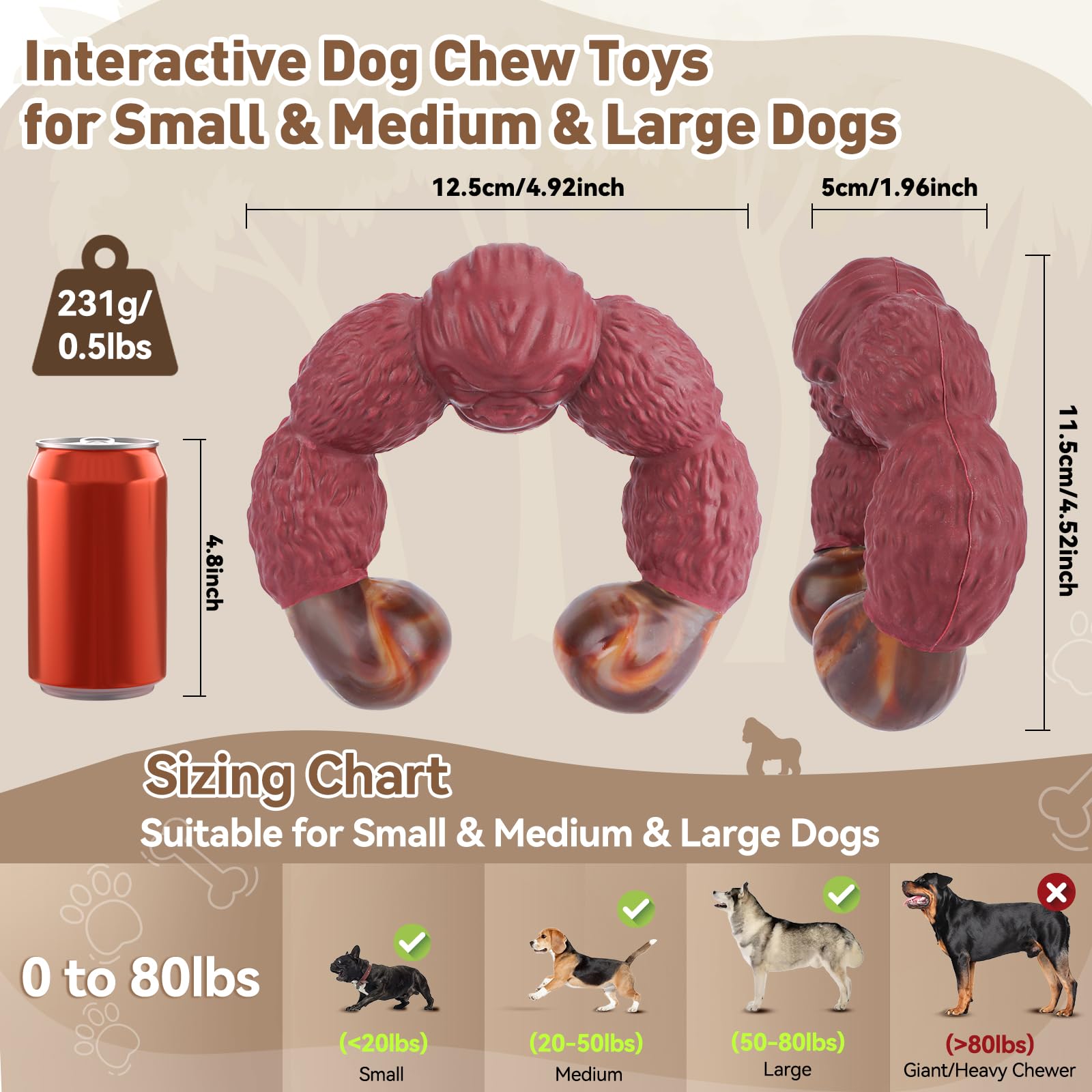 BIKIISEN - Juguetes para perros grandes: masticables y chirriantes, interactivos para aldeaños ataques de visitante