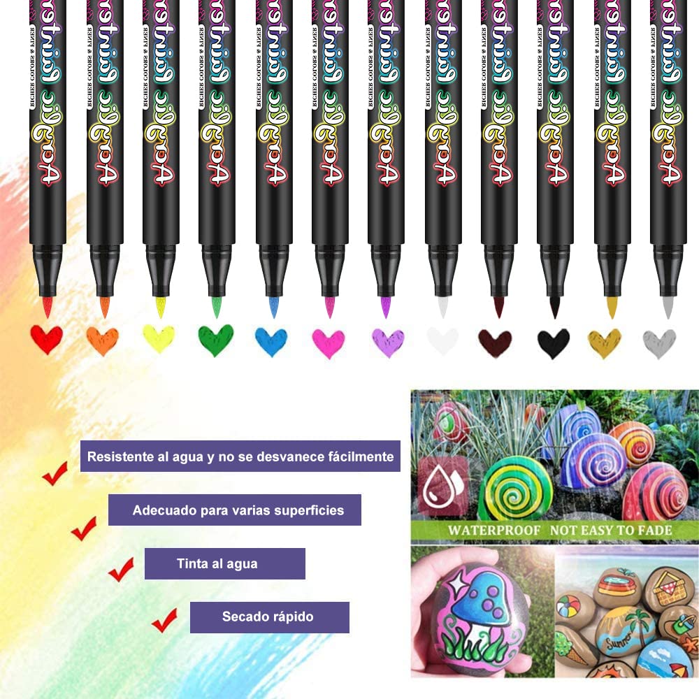 AVEDISTANTE conjunto de pintura Juego de rotuladores acrílicos,juego de rotuladores de arte de pintura para madera de roca,metal, plástico, vidrio, lienzo, cerámica, huevos de Pascua y más