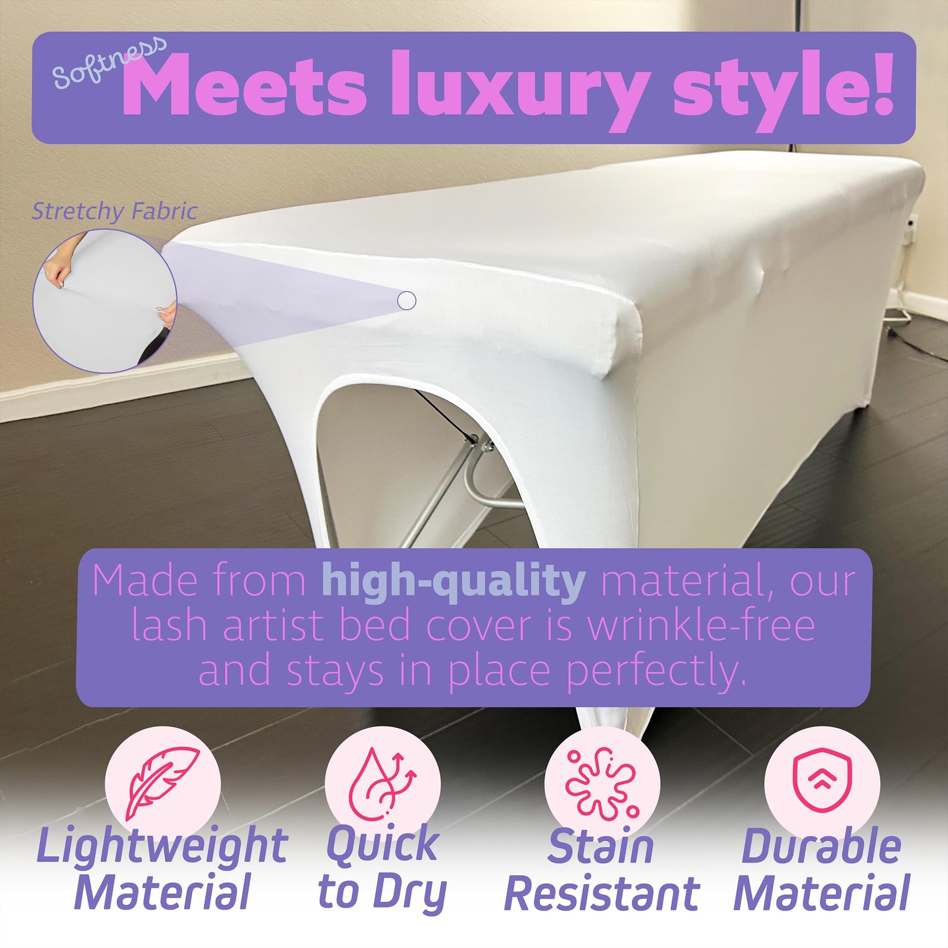 Cubierta para Cama Spa TopBuy Blanca para Mesa de Extensión de Pestañas