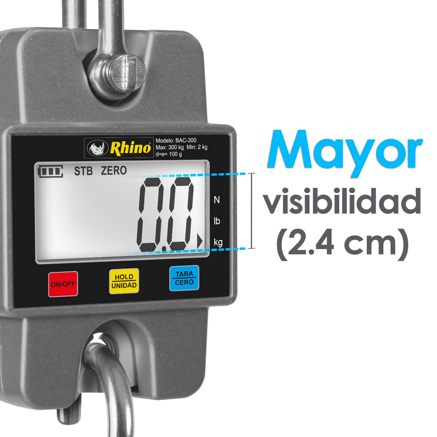 Báscula Digital RHINO Naranja Ideal para Uso Rudo 300 kg Lecturas Congeladas