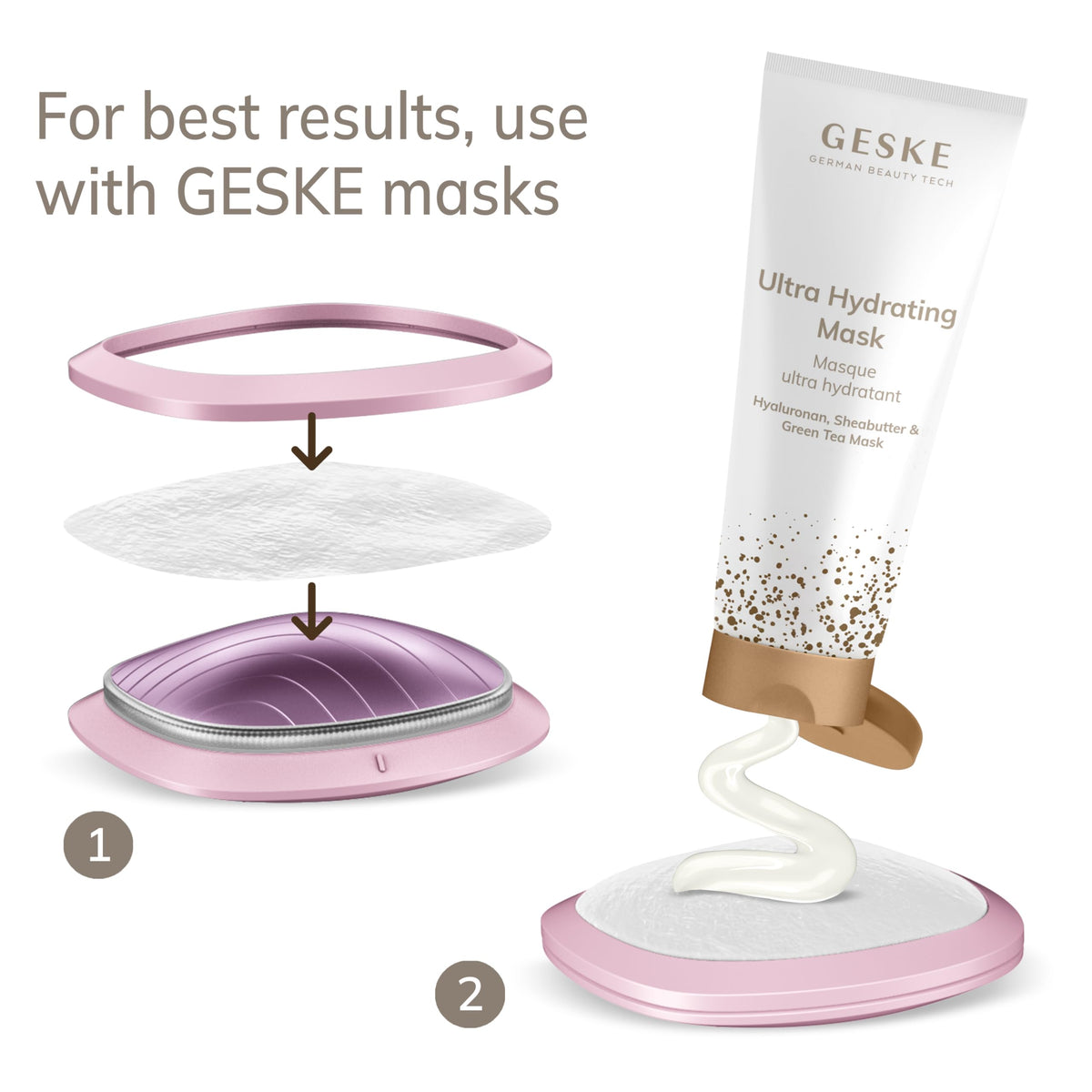 GESKE | SmartAppGuided™ Sonic Warm & Cool Mask | 9 en 1 | Máscara facial LED de belleza | Espectro LED completo y terapia de luz roja | Calor/frío | Mayor absorción de productosl | masajeador facial