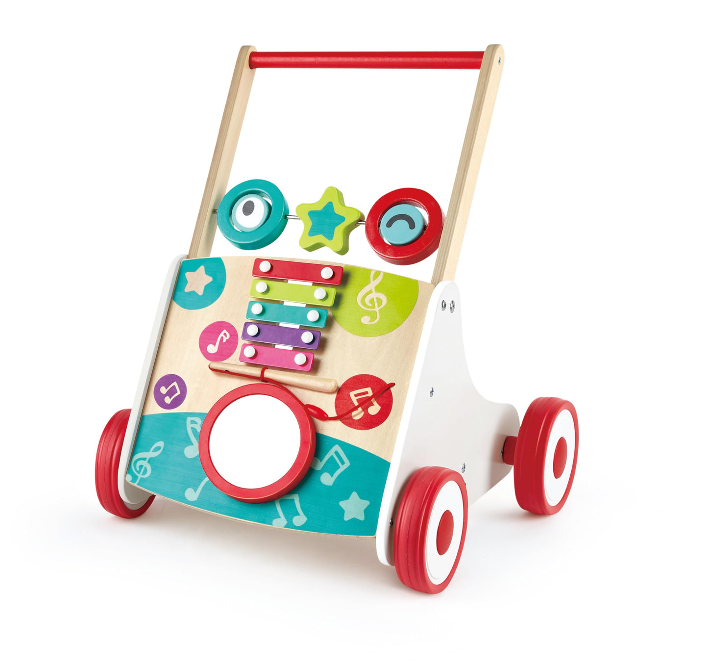 Juguete de Empujar (Arrastre) Caminador de Madera Musical Para Bebes y Niños : Desarrollo Motor y Diversión para Niños Pequeños. E0383