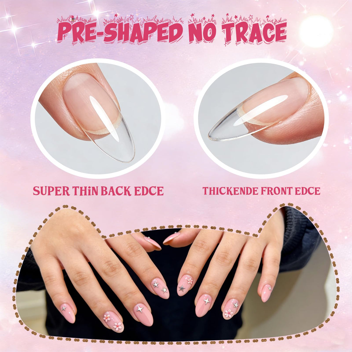 OPkssnails Uñas postizas extracortas almendradas para niños, 504 uñas de gel suave preformadas, uñas postizas acrílicas transparentes semimate de cobertura completa para extensiones de bricolaje y uso