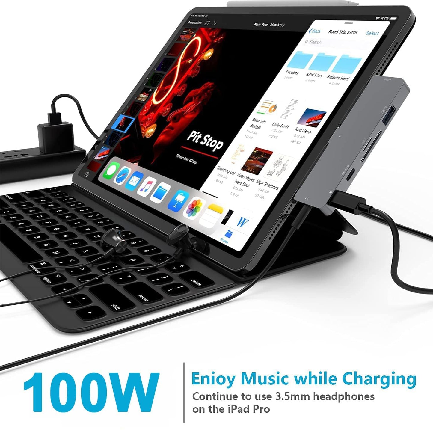 Hub USB C NXPGKEA para iPad Pro y Air con HDMI 4K 60Hz, Conector de Auriculares 3.5 mm, USB 3.0 y PD Carga y Datos
