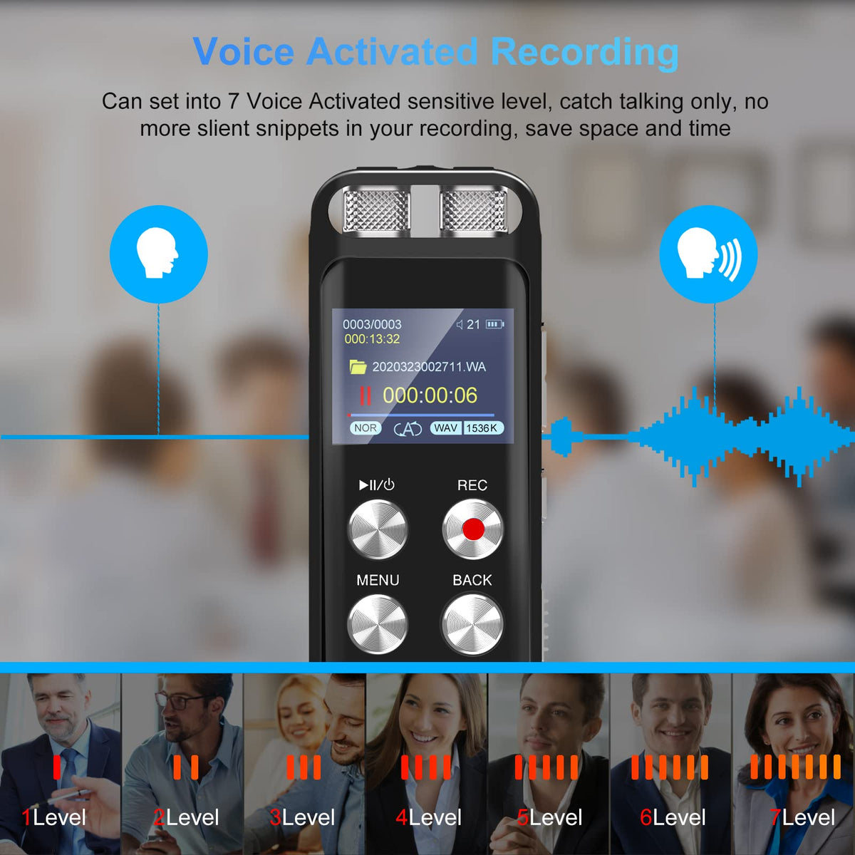 Grabadora de Voz Digital G 136GB con Reproducción y Contraseña para Conferencias y Reuniones