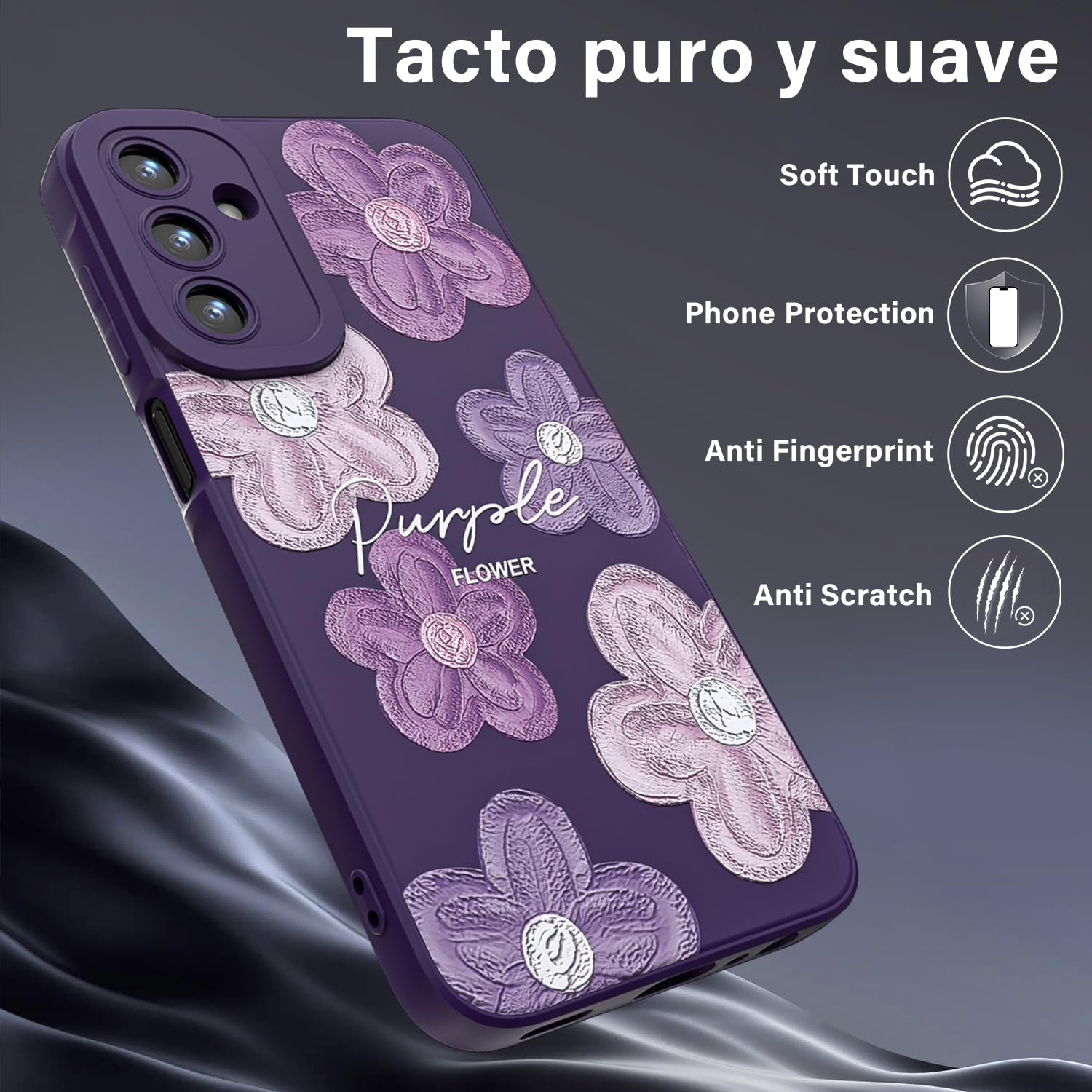 Threehao Funda para Samsung Galaxy A15, Ultra Delgado Flexible Suave TPU Silicona Carcasa con Moda Aesthetic Dibujos Flores, Antigolpes Anti-arañazos Protectora Case para Samsung A15
