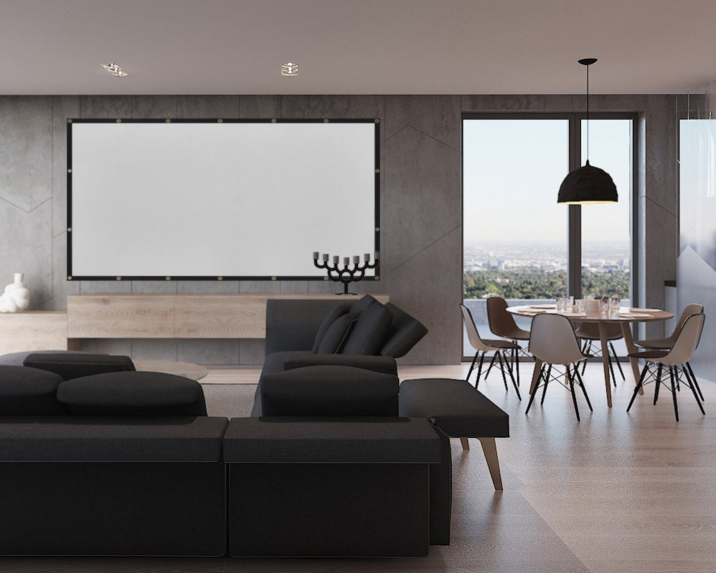 Mdbebbron - Proyector de visualización de 120 pulgadas 16:9 plegable antiarrugas portátil proyector de películas para cine en casa al aire última intervensión soporte interior proyección de doble cara