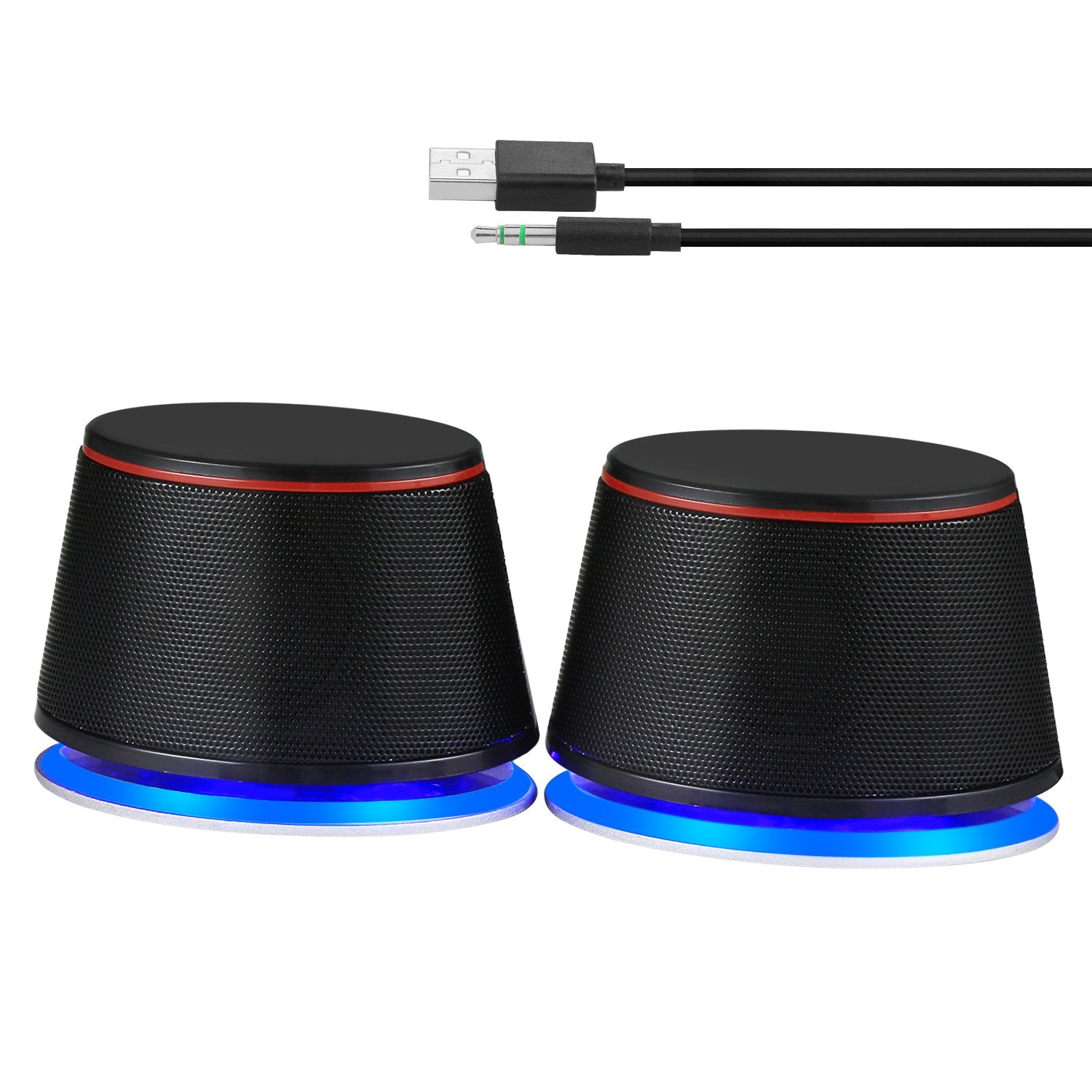 Sanyun SW102, Altavoz del Ordenador, 5WX2 estéreo, Fuente de alimentación USB 2.0, Interfaz de Audio de 3.5 mm, Altavoz Multimedia, Altavoz de Escritorio para Ordenador portátil, Negro