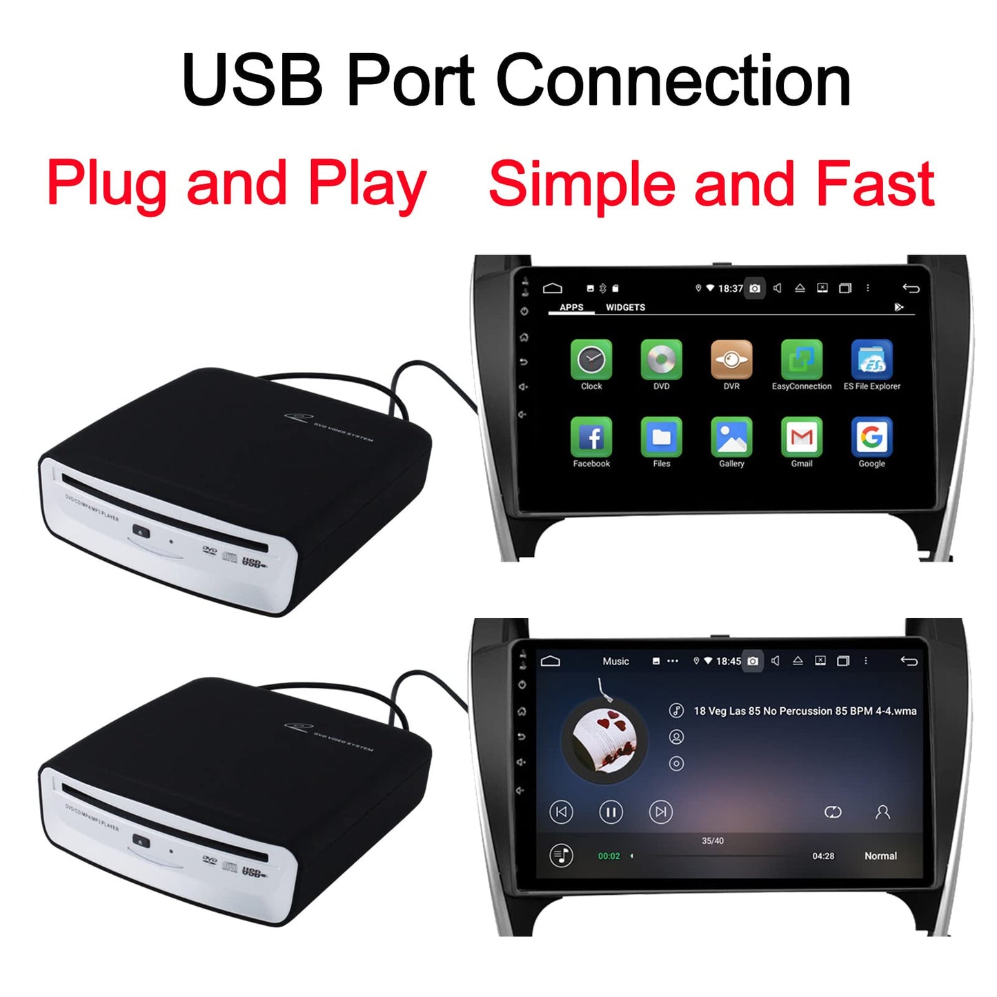 USB externo coche reproductor de CD Universal reproductor de CD USB conexión USB reproductor de CD portátil para coche Android de navegación /TV/Macbook pro/ portátiles de escritorio con puerto USB Plug and Play