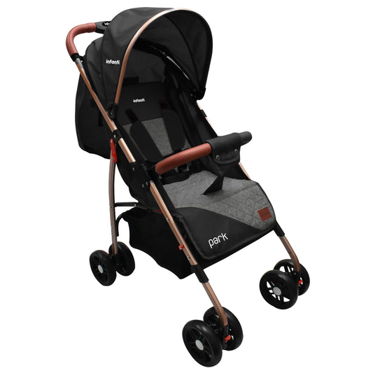 INFANTI | Carriola para Bebe PARK Negro | Carreola con Portabebé - Carriola de Viaje - Carrito para Bebe | Cosas para Bebes 6 Meses hasta 15 kg - Compacta y Plegable | Barra de Seguridad Desmontable