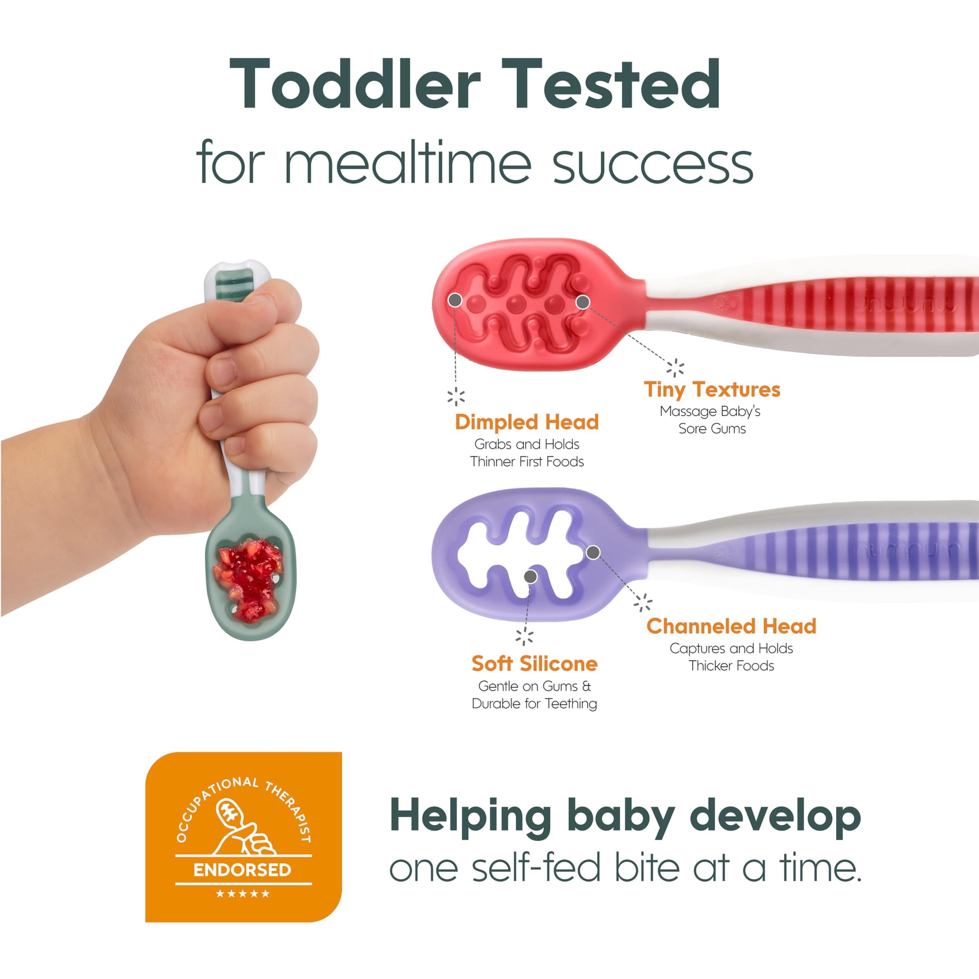 Cucharas NUM GOOtensils verde oliva y azul marino Newbury