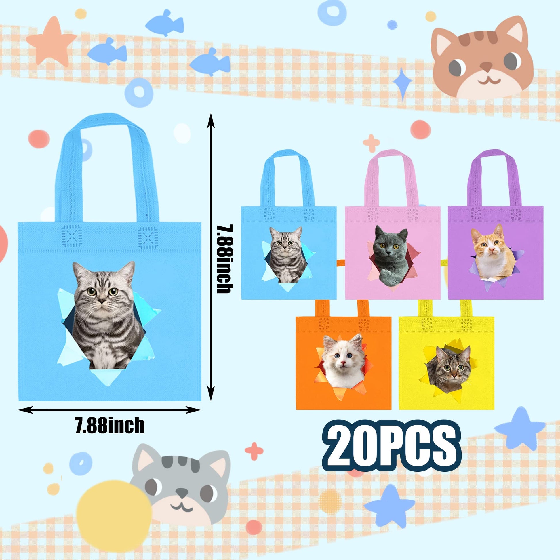 Bolsas de Regalo de Fiesta de Gato para Gatos Temática de Cumpleaños de Mascotas