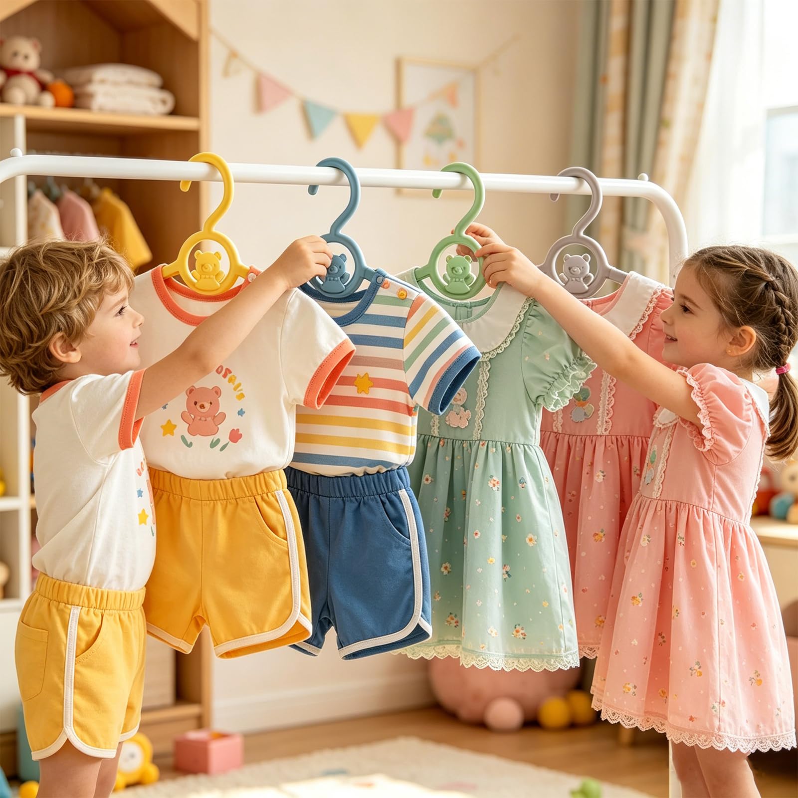 JSF20 perchas de clóset para bebé, antideslizantes, ajustables, para ropa de recién nacido, percha de ropa infantil y niñas