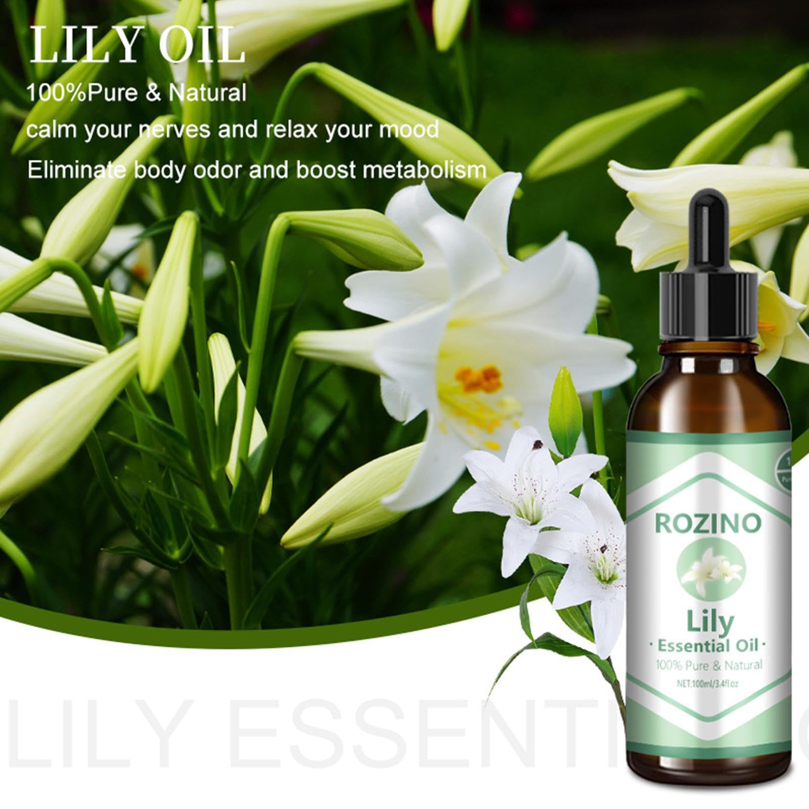 JMEDIC Aceites Esenciales para la Piel | Aceite Esencial de Lirio Natural para la Piel - Aceite de Masaje Corporal Seguro para la Piel hidratante para Estiramiento de la Piel de 100ml