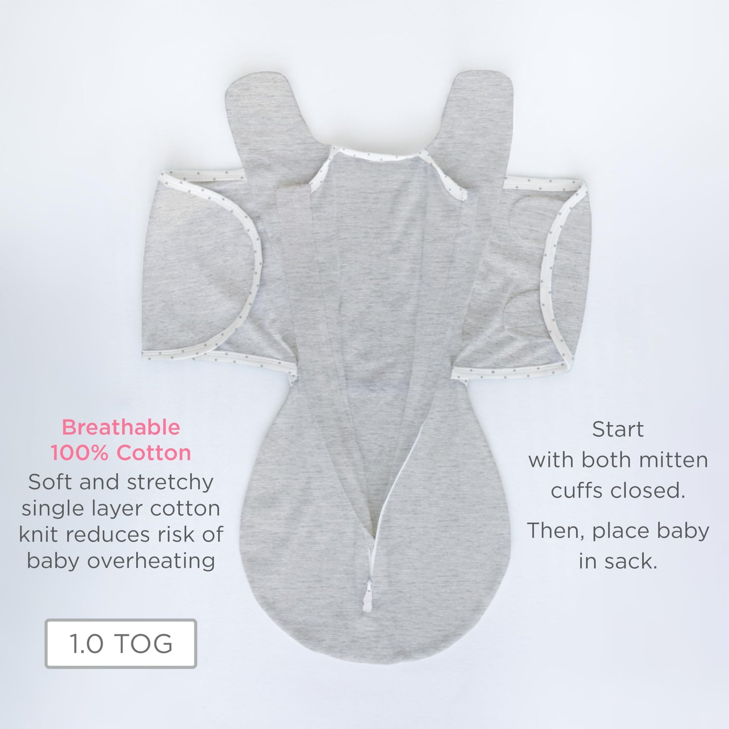 SwaddleDesigns - Saco Omni de 6 vías para recién nacido con mangas envolventes y puños de manopla, fácil transición, mejor sueño para bebés y niñas, jadeíta jaspeada, S, 0-3 meses
