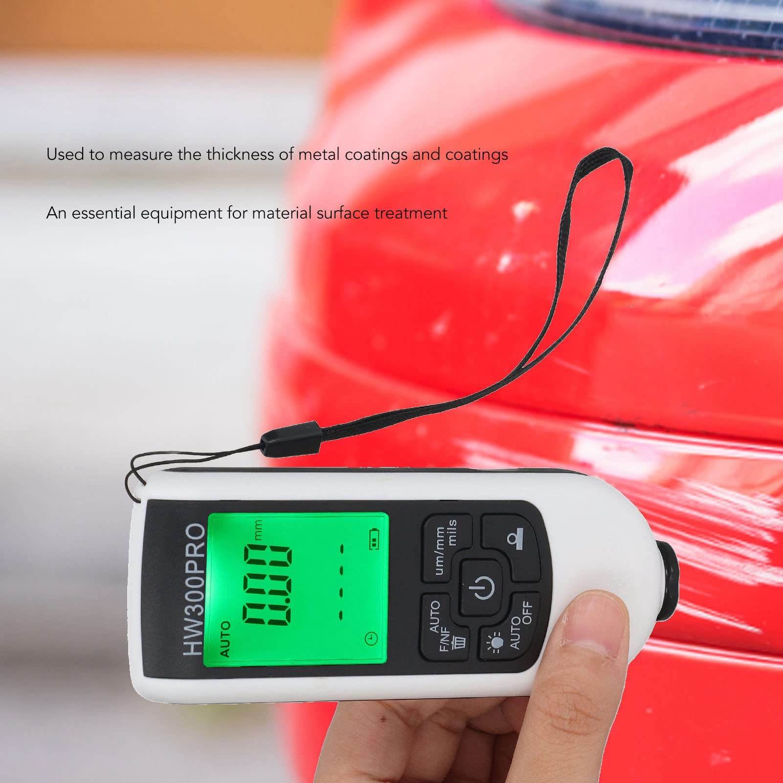 Probador de Espesor Medidor de Pintura Blanco Digital ABS con Resolución de 1um y Apagado Automático