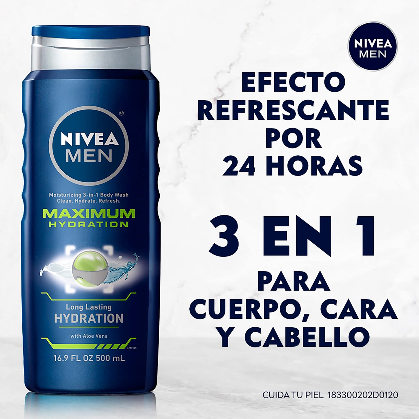NIVEA MEN Jabón Líquido Corporal 3 en 1 Originals (500 ml) jabón Antibacterial para Cuerpo, Rostro y Cabello