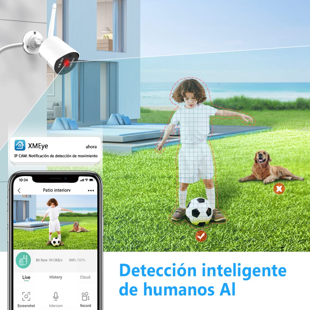 Kit de Cámara de Seguridad EASYTAO Blanco 8CH 2MP WiFi NVR con 4 Cámaras Visión Nocturna Impermeable