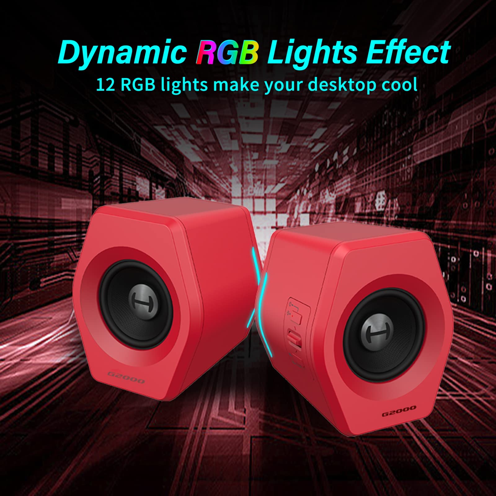 Edifier G2000: Altavoces de PC Gaming, 32W Bluetooth y USB, Iluminación RGB RGB, Rojo