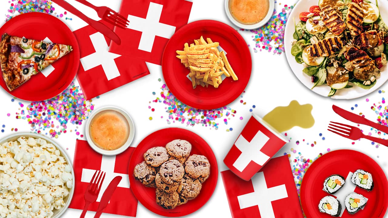Juego de Suministros de Fiesta de Cumpleaños Suiza para 16 Unidades