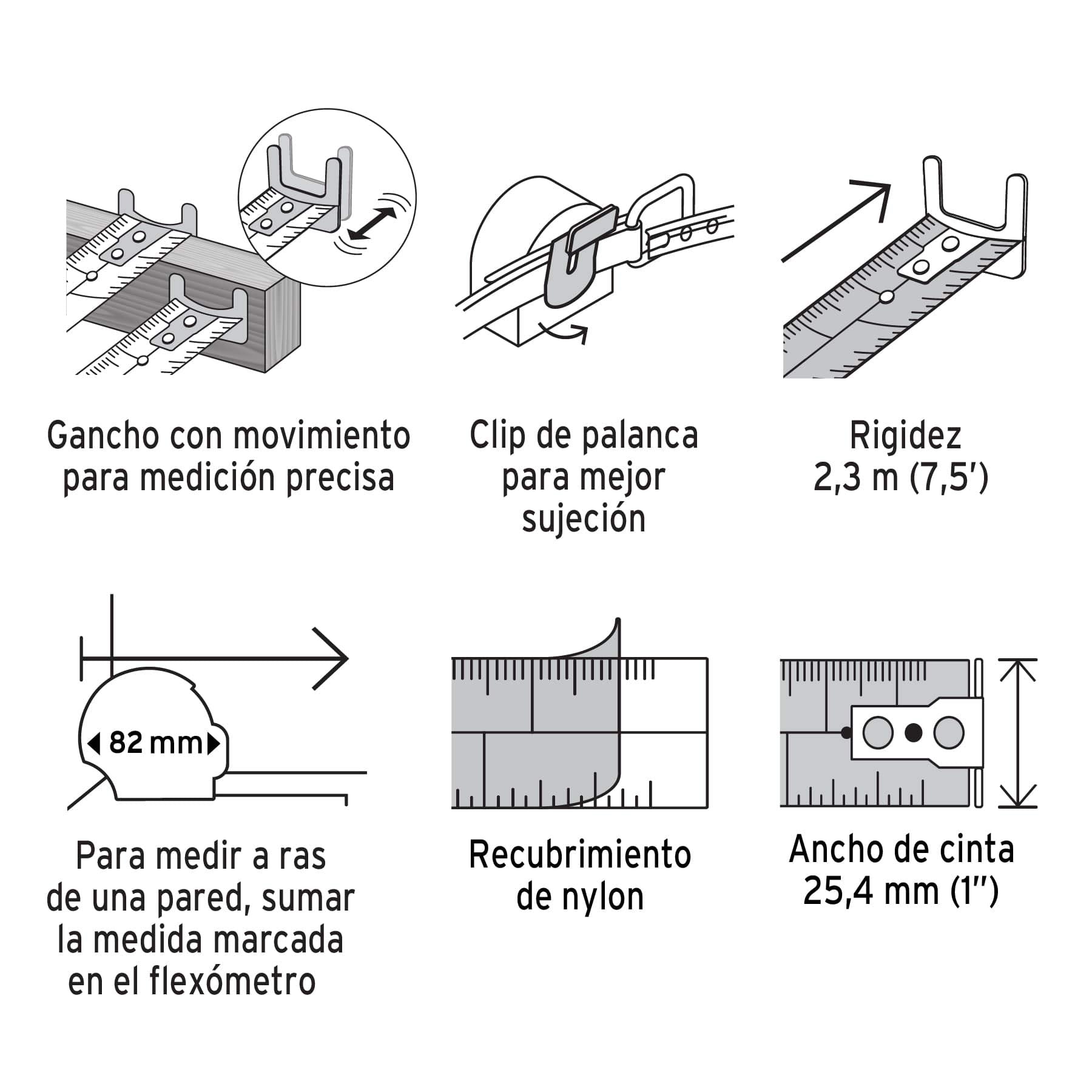 Flexómetro Truper Naranja contra Impacto 8 m Cinta 25 mm