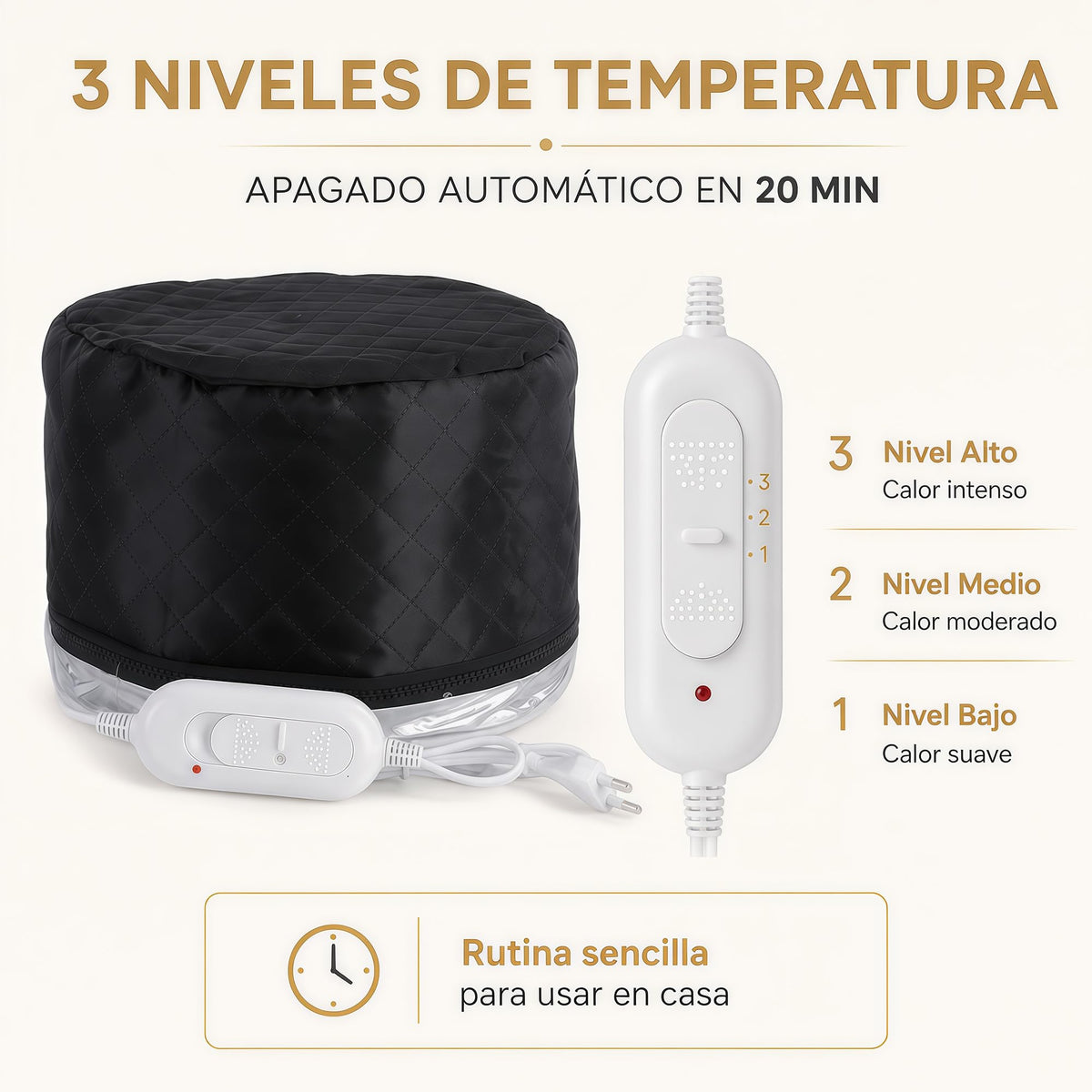 TRYXZSZ Gorro Térmico para Cabello, 3 Niveles, Apagado Automático 20 Min
