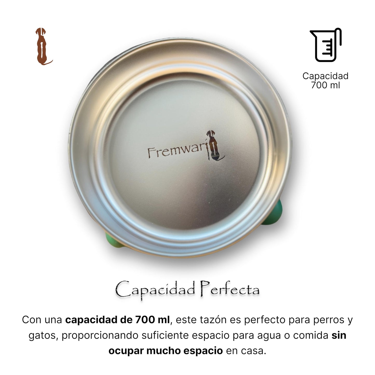 FREMWARI Tazón para Perros y Gatos de Acero Inoxidable, Antideslizante de 4 Puntos, Ergonómico y Duradero, Ideal para Mascotas Pequeñas y Medianas, Fácil de Limpiar y Seguro Verde Azulado