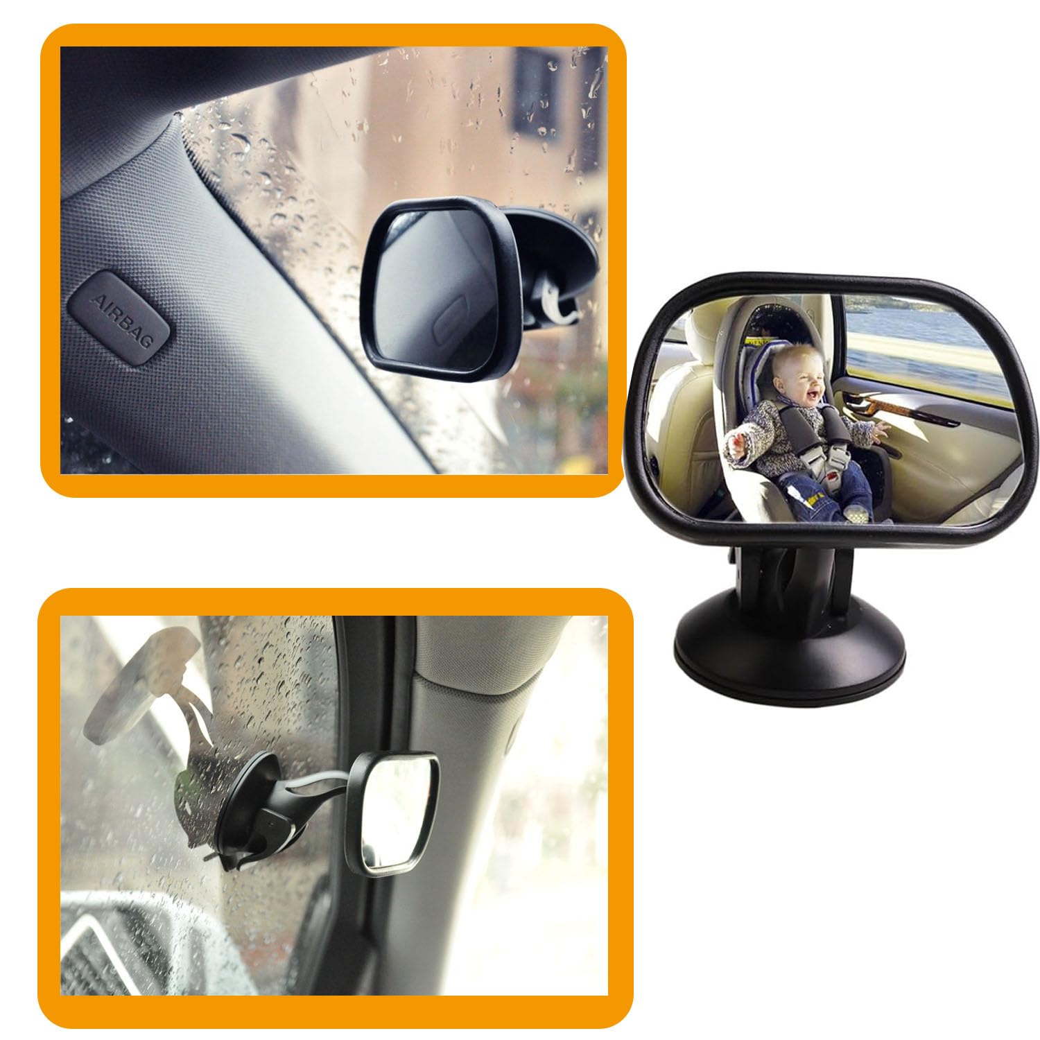 XINYUICEAN Espejo Retrovisor para Bebé Auto, Rotación de 360° Espejo de Observación de Coche para Bebés para el Asiento Trasero Baby Safety Mirror para Vigilancia, Espejo Convexo de Gran Angular