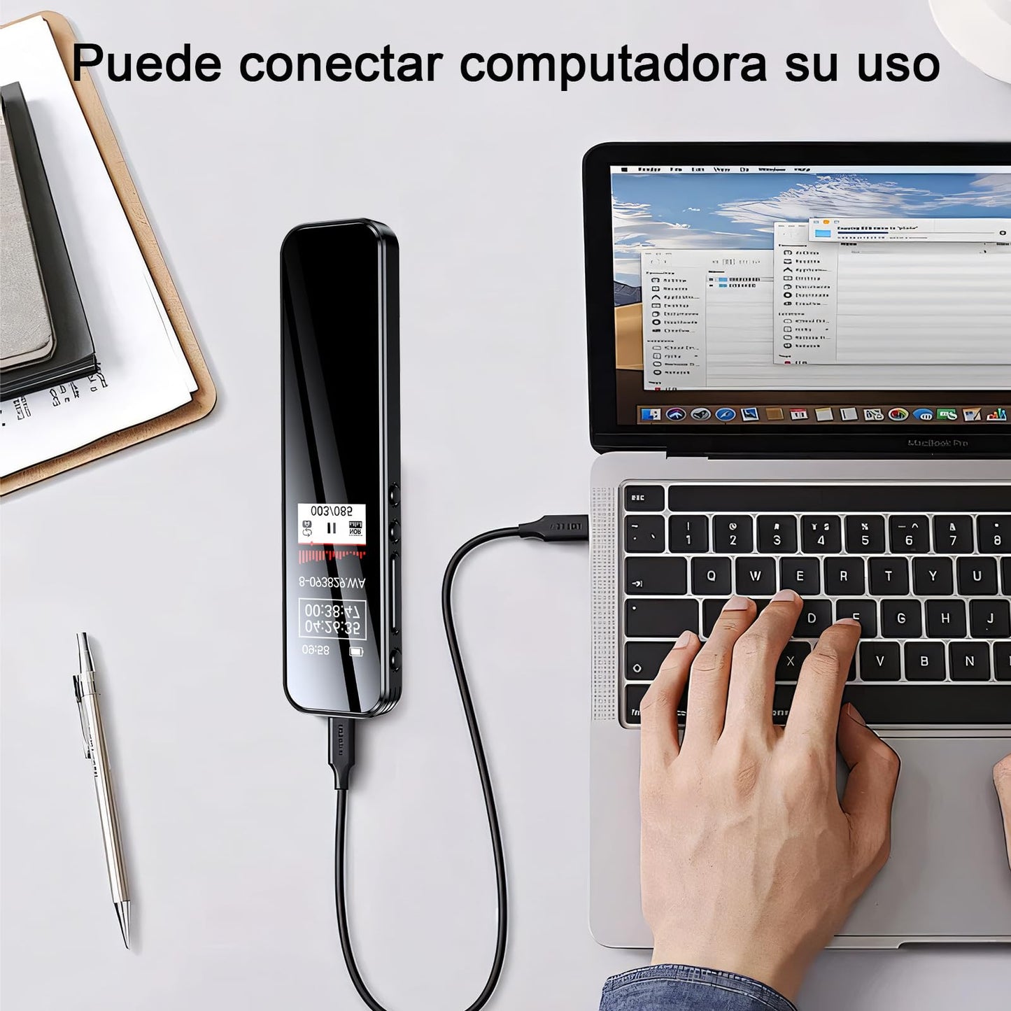 Grabadora de Voz Digital RYEWGRV 8 GB con Reducción de Ruido Recargable