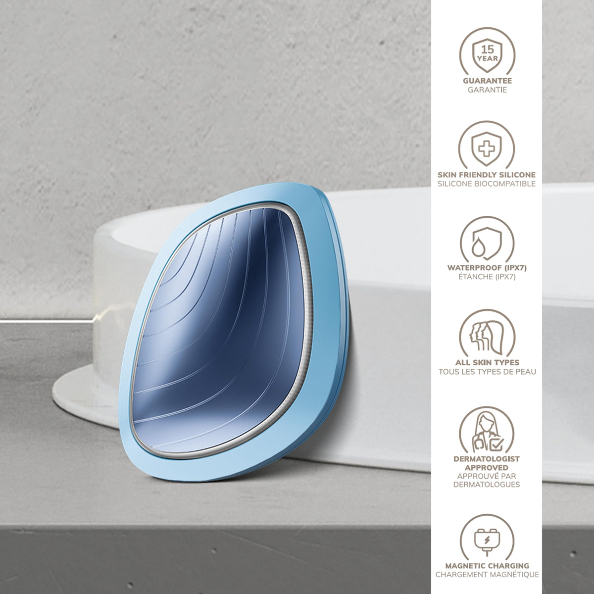 GESKE | SmartAppGuided™ Sonic Warm & Cool Mask | 9 en 1 | Máscara facial LED de belleza | Espectro LED completo y terapia de luz roja | Calor/frío | Mayor absorción de productosl | masajeador facial